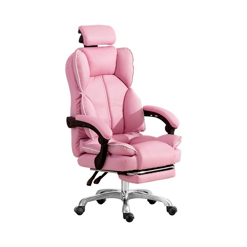 JY Pink Gaming Chair with Footrest and Headrest