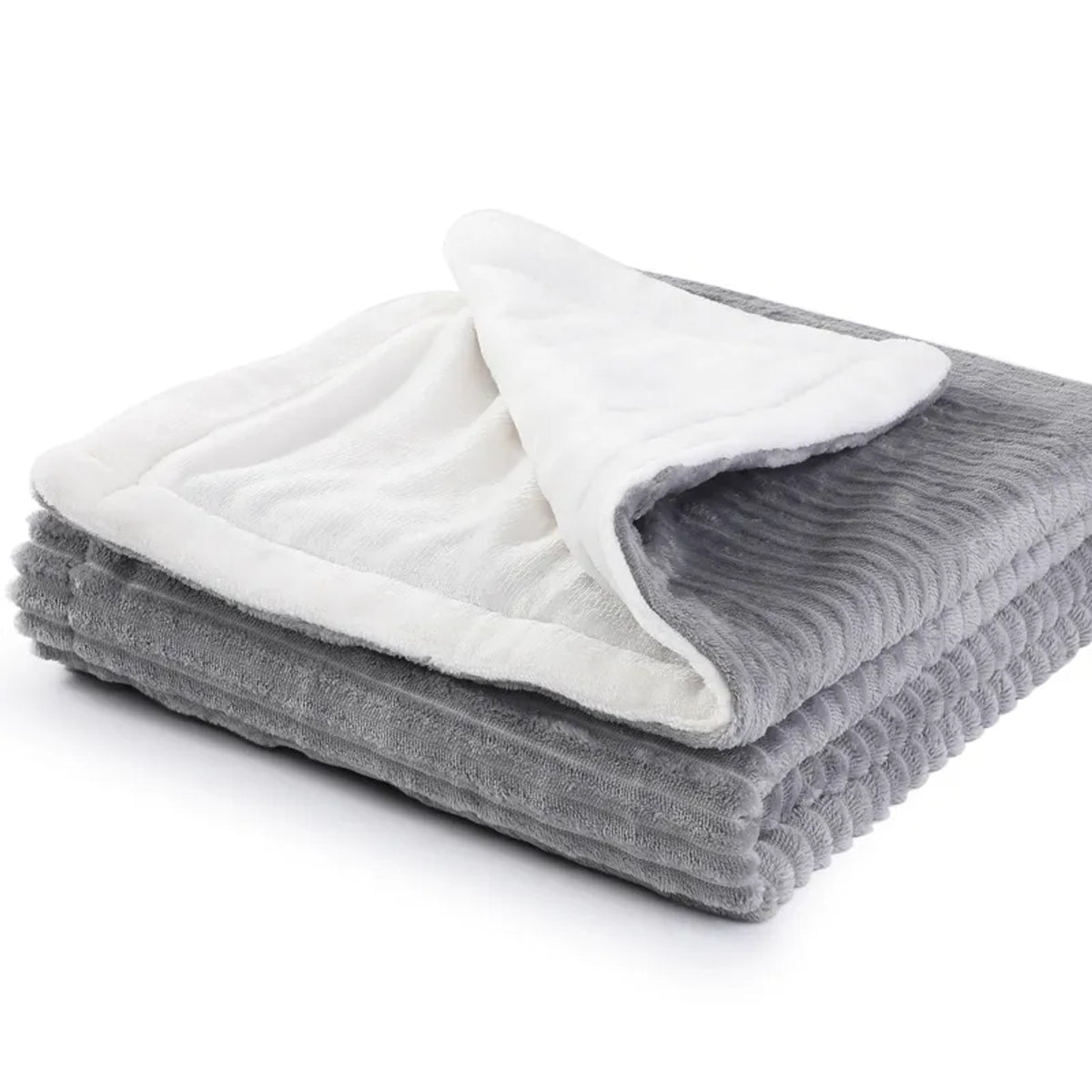 Mulan Ribbed Flannel Faux Fur Electric Heated Throw Blanket