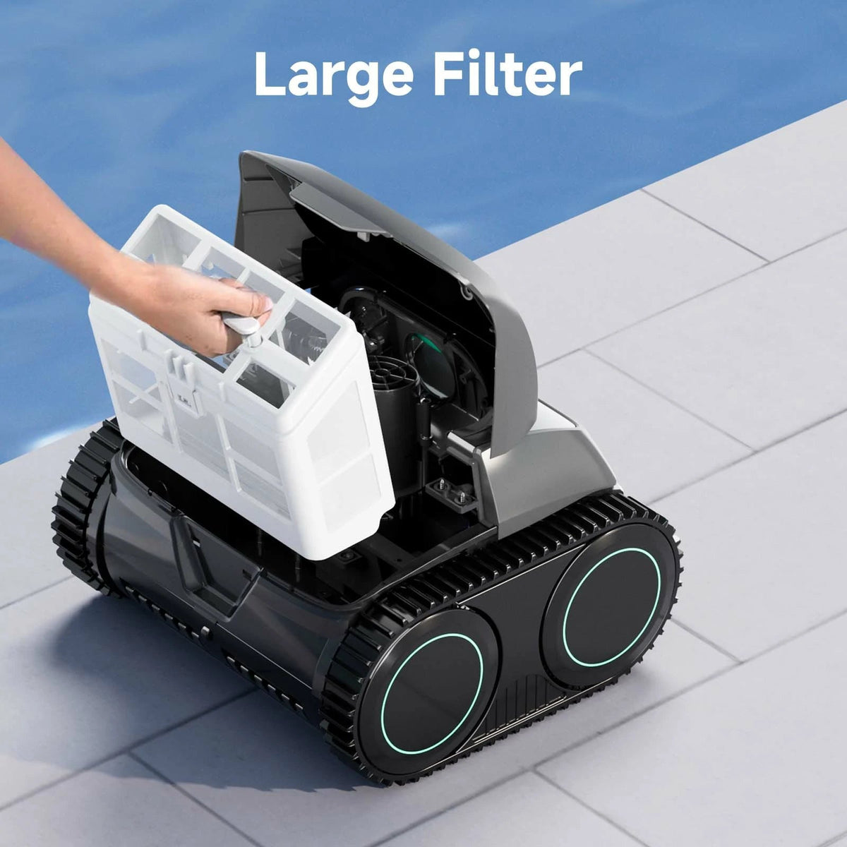 Removing the large top-access filter basket from the WYBOT C1 (2026)